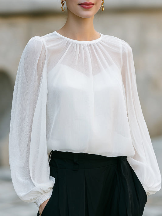 White Chiffon Blouse– Airy Elegance For Timeless Versatility
