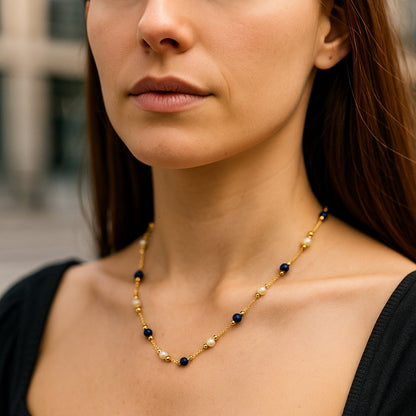 Black & White Pearl Gold Necklace