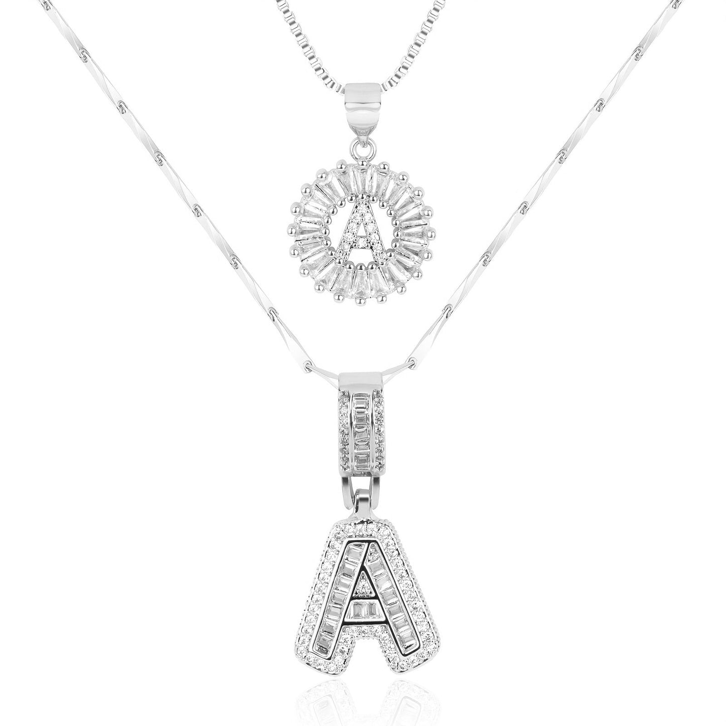 2pc 14k Diamond Letter Initial Necklaces
