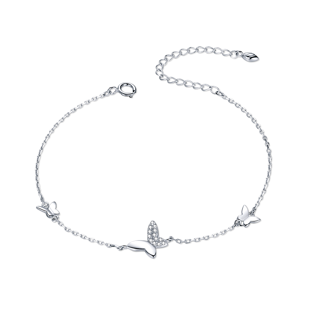 Adjustable Three Butterfly Charm Bracelet