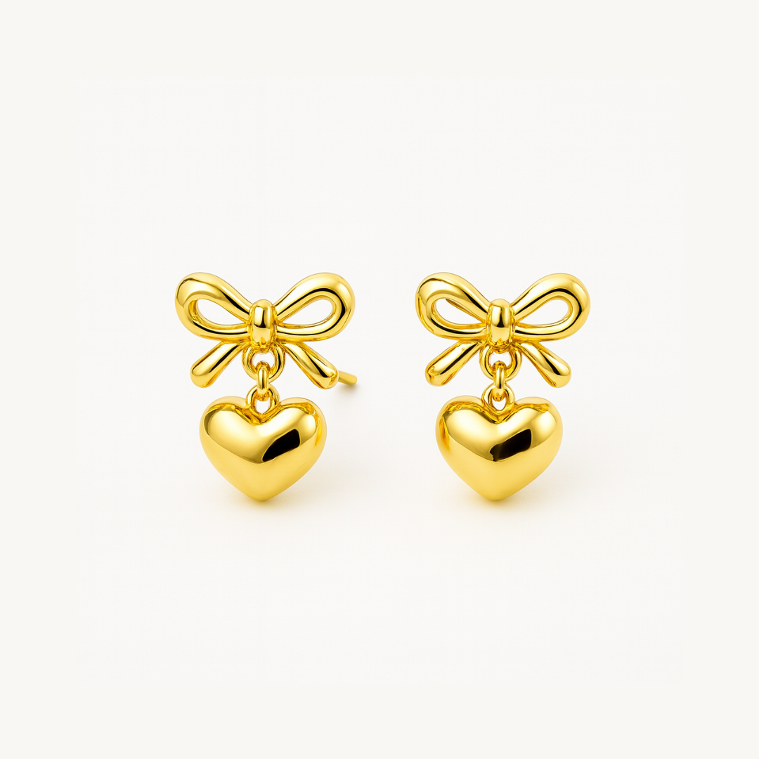 Bow Heart Stud Earrings