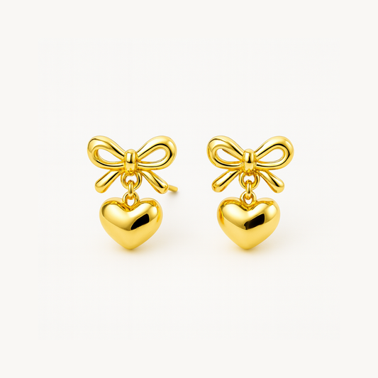 Bow Heart Stud Earrings