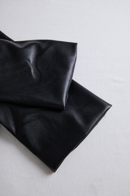 Sleek Black Faux Leather Wrap Mini Dress