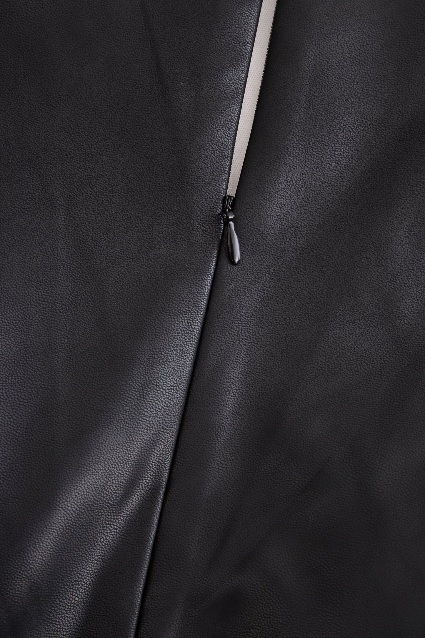 Black Faux Leather Bodycon Dress with Lace Hem