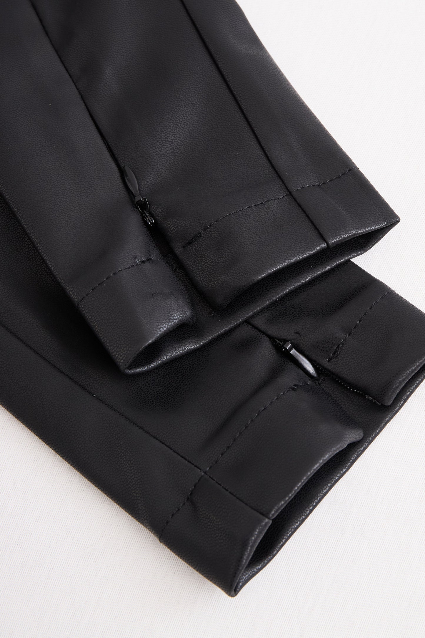 Black Faux Leather Bodycon Dress with Lace Hem