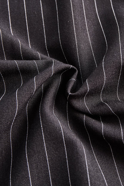 Pinstripe Top With Contrast Collar And Button Front