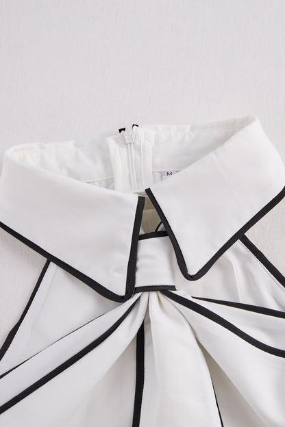 Stylish Sleeveless Halter Neck Blouse With Bold Contrast Trim