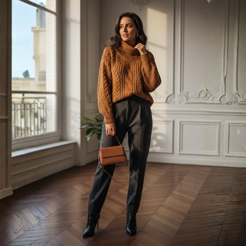 MARINE | Pull oversize en maille torsadée femme