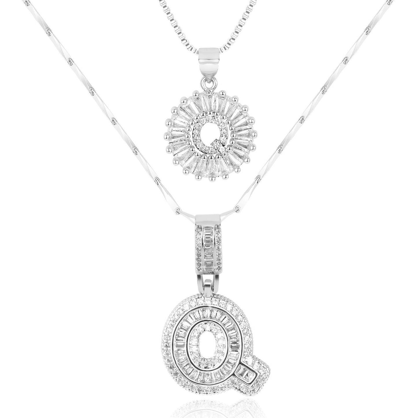 2pc 14k Diamond Letter Initial Necklaces