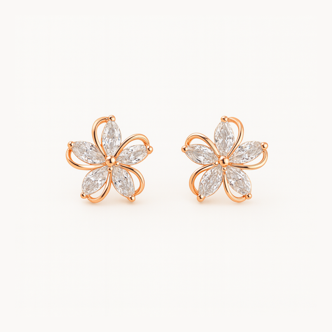 Rose Gold Blossom Stud Earrings