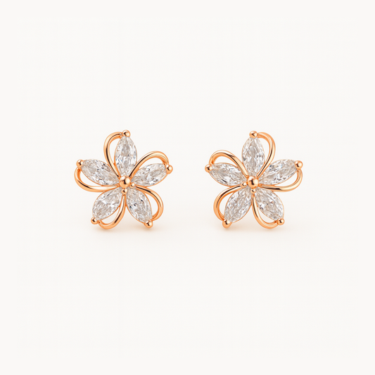 Rose Gold Blossom Stud Earrings