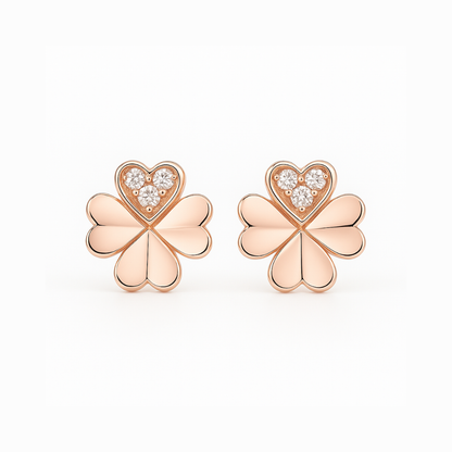 Rose Gold Clover Stud Earrings