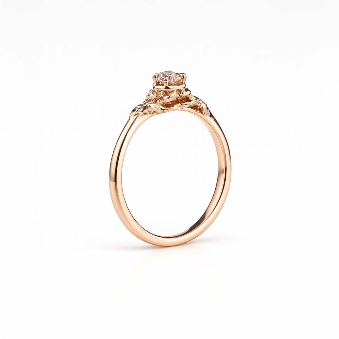 Rose Gold Pebble Solitaire Ring