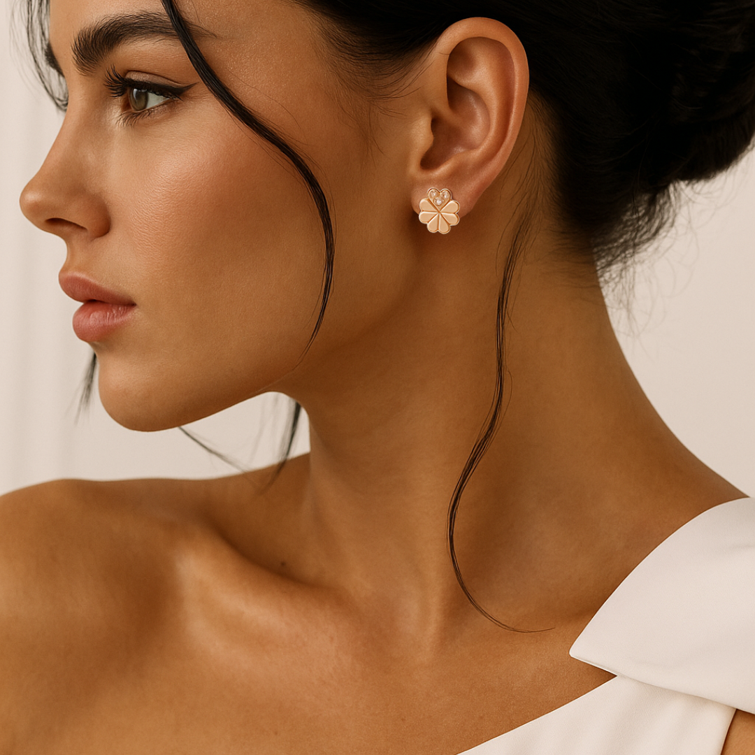 Rose Gold Clover Stud Earrings