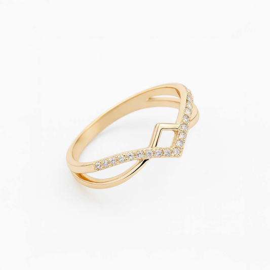 Square Accent Pavé Ring Gold