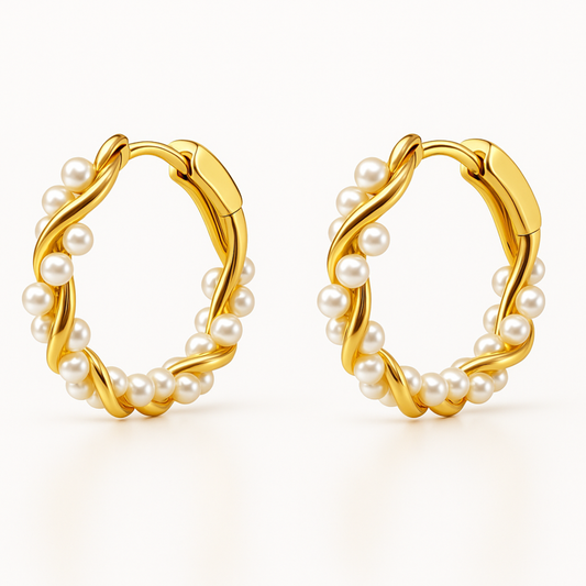 Twisted Pearl Mini Hoops