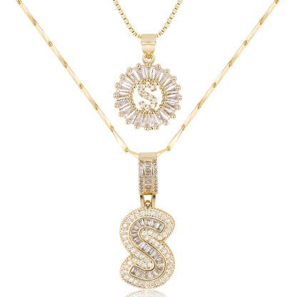 2pc 14k Diamond Letter Initial Necklaces