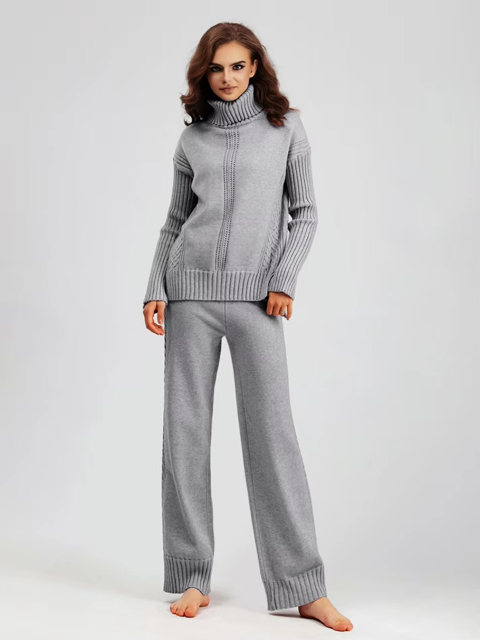 SCARLETT | Ensemble Tricot Col Montant & Pantalon