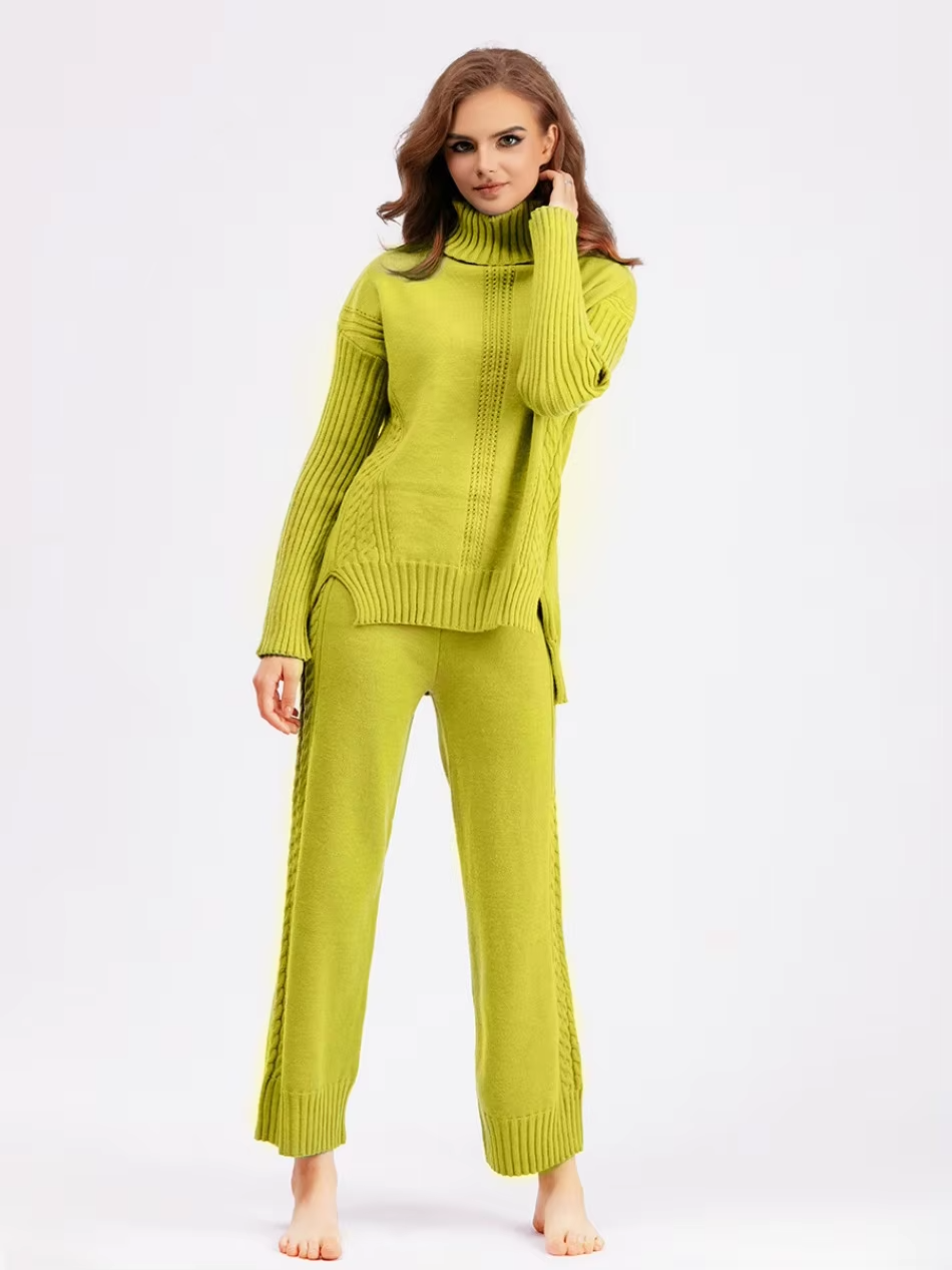 SCARLETT | Ensemble Tricot Col Montant & Pantalon