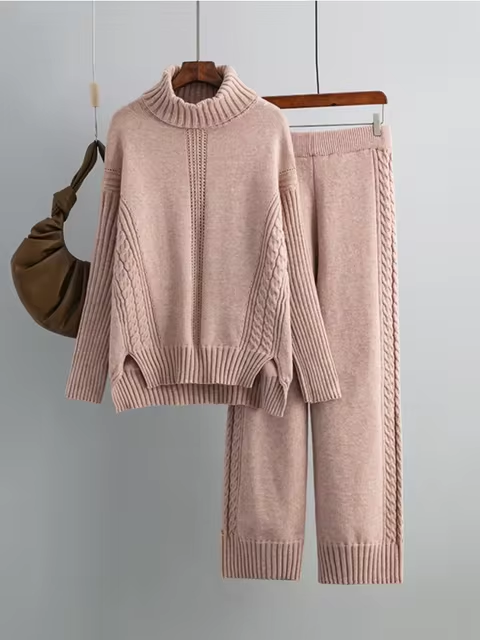 SCARLETT | Ensemble Tricot Col Montant & Pantalon