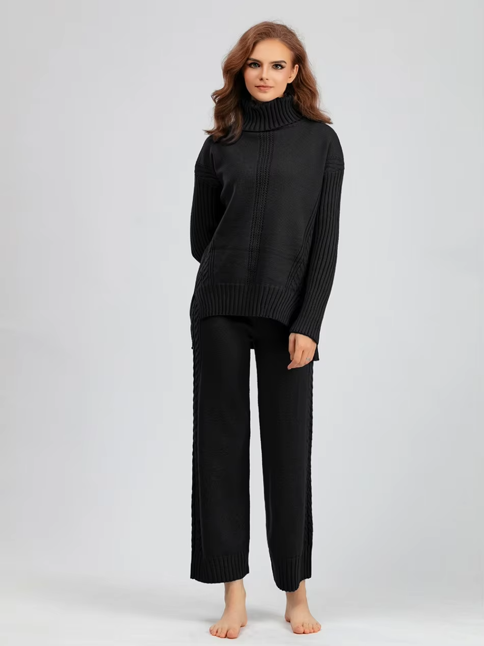 SCARLETT | Ensemble Tricot Col Montant & Pantalon