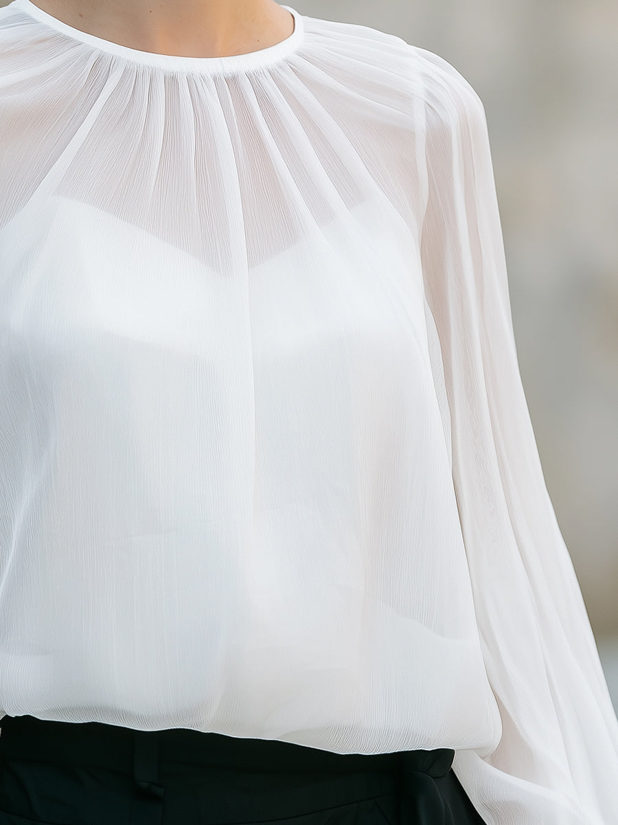 White Chiffon Blouse– Airy Elegance For Timeless Versatility