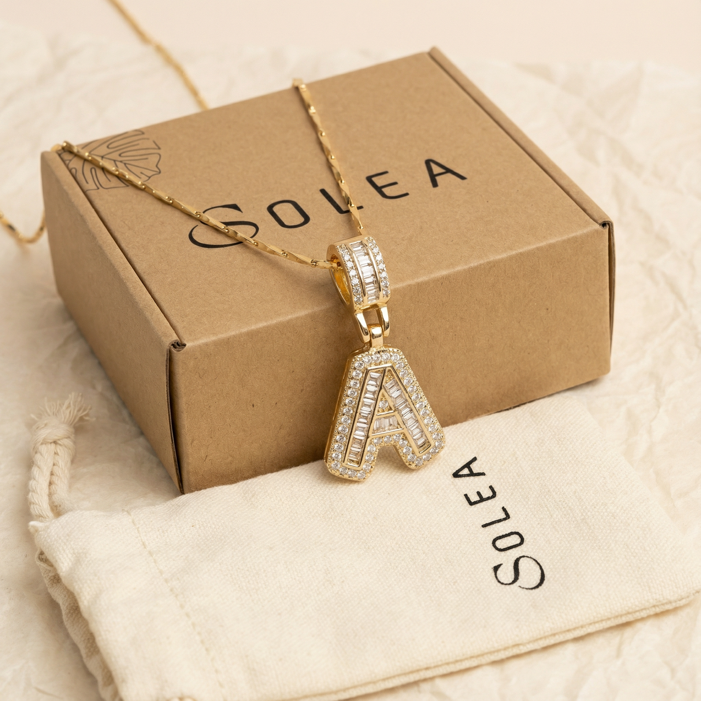 2pc 14k Diamond Letter Initial Necklaces