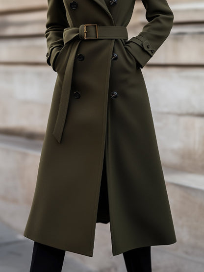Tailored Olive Green Wool Coat for Timeless Winter Elegance