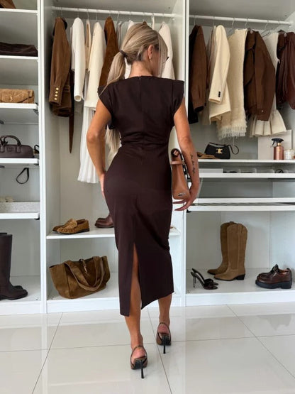 CHANTAL | Robe Midi Élégante – Raffinement Intemporel et Couleurs Profondes