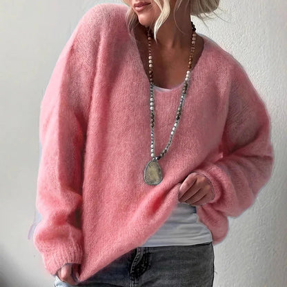 Cozy V-Neck Sweater for Women - Soft and Fluffy